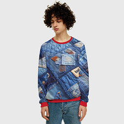 Свитшот мужской Vanguard jeans patchwork - ai art, цвет: 3D-красный — фото 2