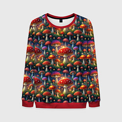 Мужской свитшот Красные мухоморы в лесу паттерн