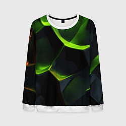 Свитшот мужской Green neon abstract geometry, цвет: 3D-белый