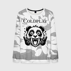 Свитшот мужской Coldplay рок панда на светлом фоне, цвет: 3D-белый
