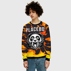 Свитшот мужской Placebo рок панда и огонь, цвет: 3D-черный — фото 2
