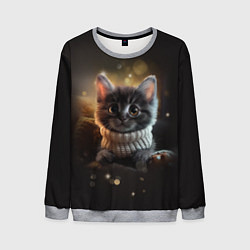 Свитшот мужской Котенок в свитере - нейросеть, цвет: 3D-меланж