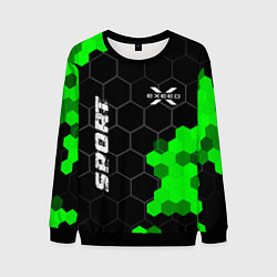 Свитшот мужской Exeed green sport hexagon, цвет: 3D-черный