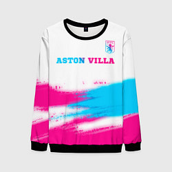 Свитшот мужской Aston Villa neon gradient style посередине, цвет: 3D-черный