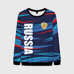 Свитшот мужской Россия - blue stripes, цвет: 3D-черный