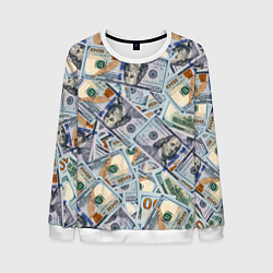 Свитшот мужской Банкноты сто долларов, цвет: 3D-белый