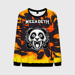 Свитшот мужской Megadeth рок панда и огонь, цвет: 3D-черный