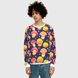 Свитшот мужской Веселые грибочки паттерн, цвет: 3D-белый — фото 2