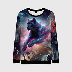Свитшот мужской Космическая пантера - нейросеть, цвет: 3D-черный