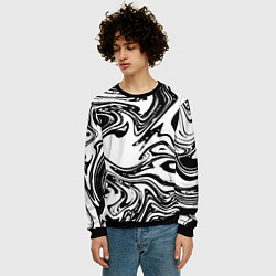 Свитшот мужской Абстрактная черно-белая, цвет: 3D-черный — фото 2