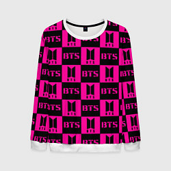 Свитшот мужской BTS pattern pink logo, цвет: 3D-белый