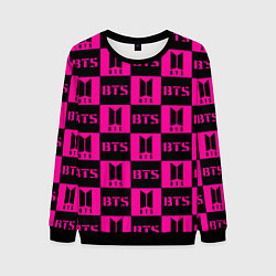 Свитшот мужской BTS pattern pink logo, цвет: 3D-черный