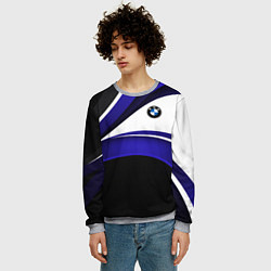 Свитшот мужской BMW Logotype - blue waves, цвет: 3D-меланж — фото 2