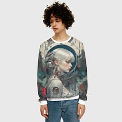 Свитшот мужской Платиновая девушка-андроид, цвет: 3D-белый — фото 2