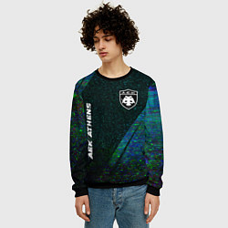 Свитшот мужской AEK Athens glitch blue, цвет: 3D-черный — фото 2