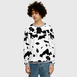 Свитшот мужской Черно белый пятнистый узор, цвет: 3D-меланж — фото 2