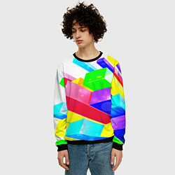 Свитшот мужской Цветные столбы, цвет: 3D-черный — фото 2
