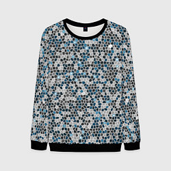Мужской свитшот Паттерн мозаика серый с голубым