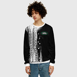 Свитшот мужской Ленд Ровер - следы от шин, цвет: 3D-белый — фото 2