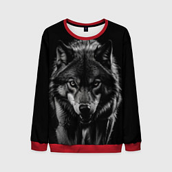 Свитшот мужской Волк ночи, цвет: 3D-красный