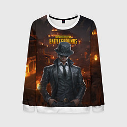 Свитшот мужской PUBG персонаж - город в огне, цвет: 3D-белый