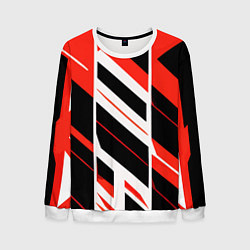 Свитшот мужской Black and red stripes on a white background, цвет: 3D-белый