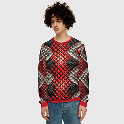 Свитшот мужской Змеиная объемная текстурная красная шкура, цвет: 3D-красный — фото 2