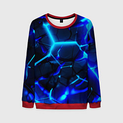 Мужской свитшот Яркие голубые неоновые плиты в разломе