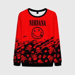 Свитшот мужской Nirvana rock skull, цвет: 3D-черный