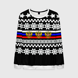 Свитшот мужской Rusiia winter pattern, цвет: 3D-белый