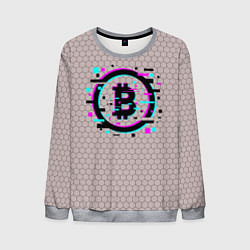 Свитшот мужской Биткоин символ - сетка, цвет: 3D-меланж