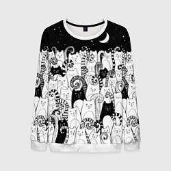 Свитшот мужской Коты с креативными хвостами, цвет: 3D-белый