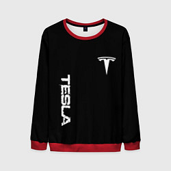 Свитшот мужской Tesla logo white, цвет: 3D-красный