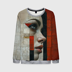 Свитшот мужской Девушка в профиль с голубыми глазами, цвет: 3D-меланж