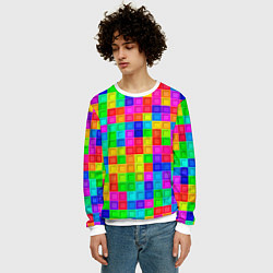 Свитшот мужской Разноцветные квадратные плитки, цвет: 3D-белый — фото 2