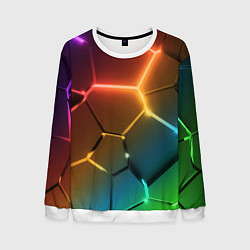 Мужской свитшот Радужные неоновые плиты в разломе