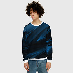 Свитшот мужской Geometry stripes blue neon, цвет: 3D-белый — фото 2