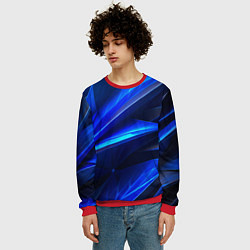 Свитшот мужской Синяя геометрическая абстракция, цвет: 3D-красный — фото 2