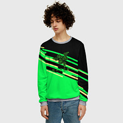 Свитшот мужской Razer line green pattern, цвет: 3D-меланж — фото 2