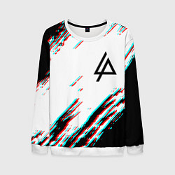 Свитшот мужской Linkin park краски глитч, цвет: 3D-белый