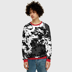 Свитшот мужской Камуфляжные пиксели чёрно белый, цвет: 3D-красный — фото 2