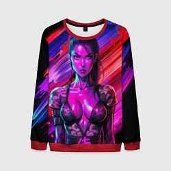 Свитшот мужской Девушка самурай в откровенном костюме, цвет: 3D-красный