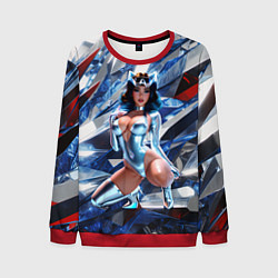 Свитшот мужской Космическая секси девушка в блестящем купальнике, цвет: 3D-красный