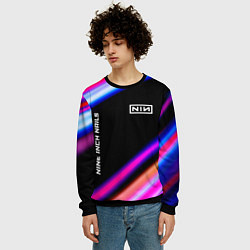 Свитшот мужской Nine Inch Nails neon rock lights, цвет: 3D-черный — фото 2