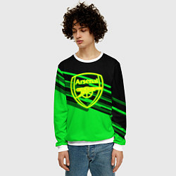 Свитшот мужской Arsenal geometry line green, цвет: 3D-белый — фото 2