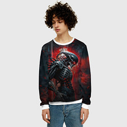 Свитшот мужской Зловещий демонический киборг-скелетор, цвет: 3D-белый — фото 2