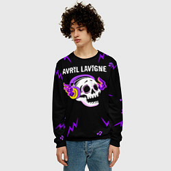 Свитшот мужской Avril Lavigne неоновый череп, цвет: 3D-черный — фото 2