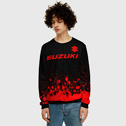 Свитшот мужской Suzuki - red gradient посередине, цвет: 3D-черный — фото 2