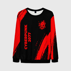 Мужской свитшот Cyberpunk 2077 - red gradient вертикально