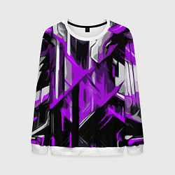 Свитшот мужской White and purple abstraction on a black background, цвет: 3D-белый